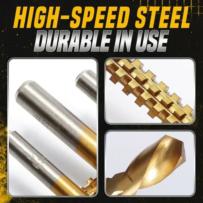 🔥HOT SALE🔥✨ Twist Drill Bit Set – Titanium-Coated, Serrated, Multi-Material 🔩