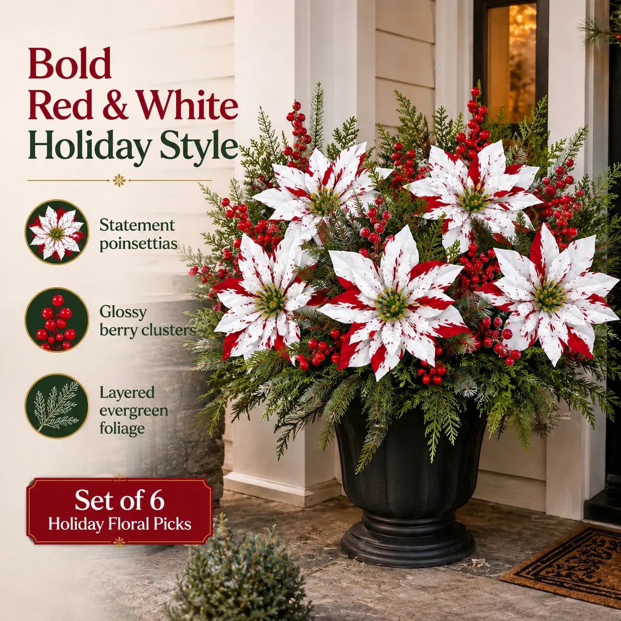 🎉❀🔥Christmas Poinsettia Planter Inserts