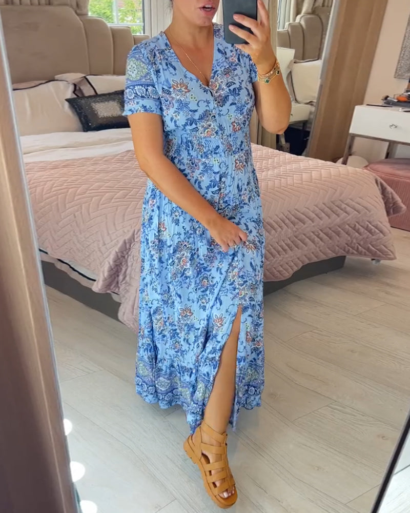 🔥Floral Print V-neck Dress