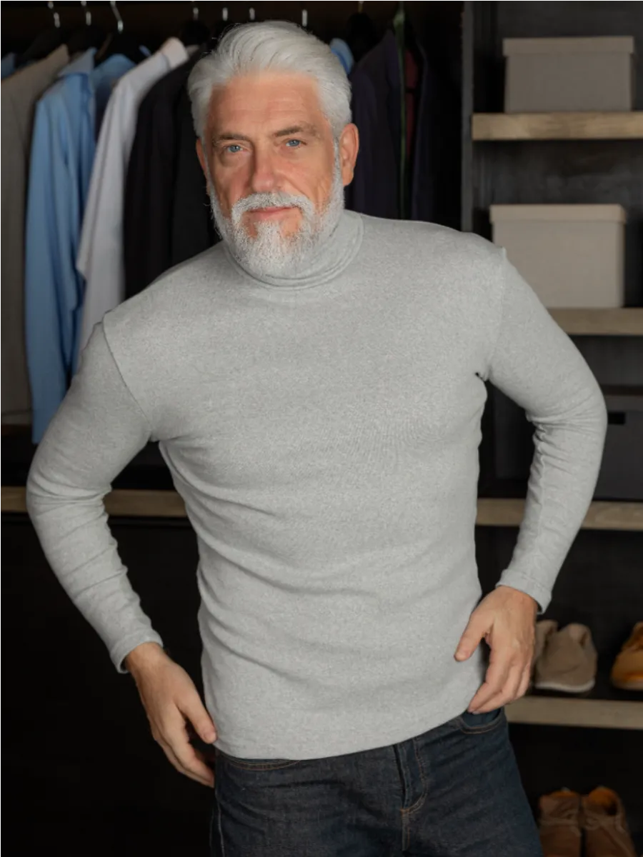 ✨🎅Men's thermal cotton T-shirt with a high neck: warm, breathable & casual for autumn-winter! ❄️
