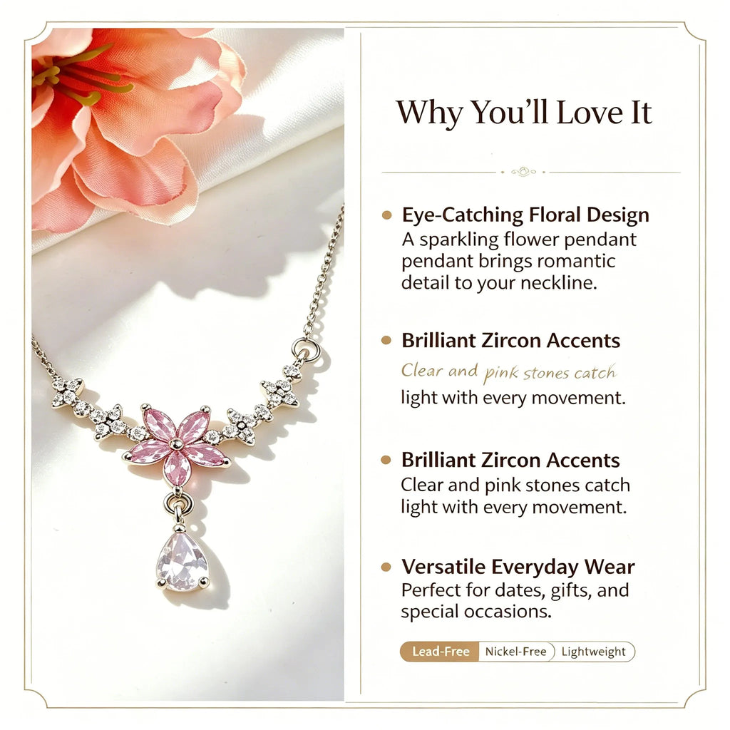 Sakura Star Teardrop Necklace - Glowing Collarbone Jewelry for Her