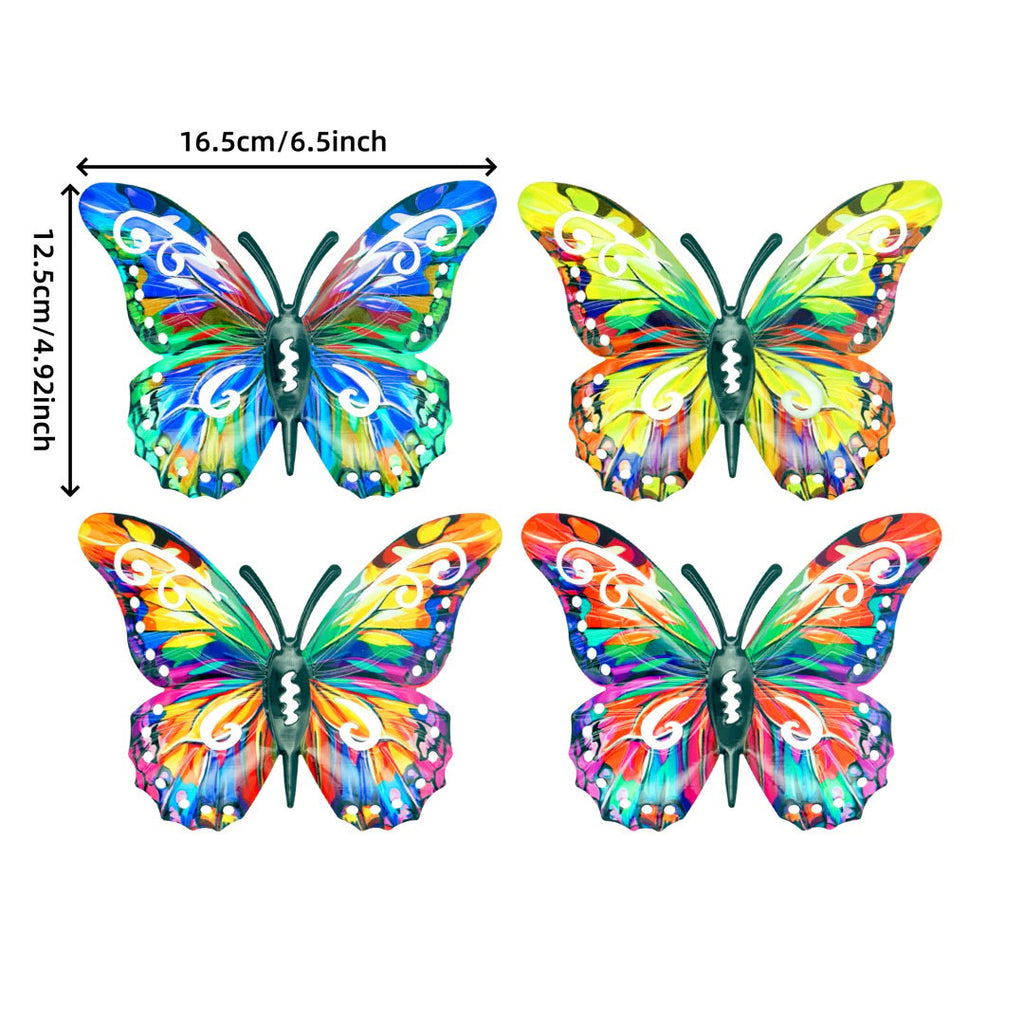 🔥4Pcs Butterfly Metal Wall Decor,Outdoor Hanging Wall Art Sculptures Decoration