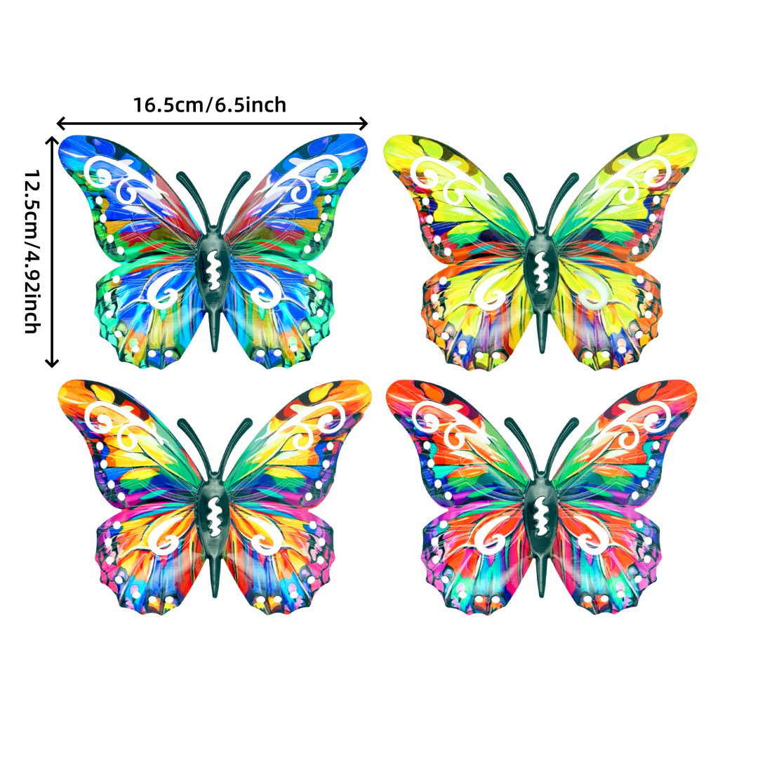 🔥4Pcs Butterfly Metal Wall Decor,Outdoor Hanging Wall Art Sculptures Decoration