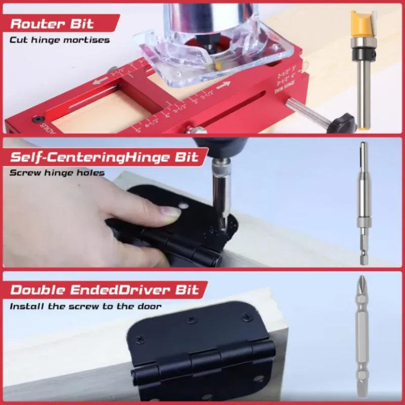 Adjustable Door Hinge Mortise Jig Kit