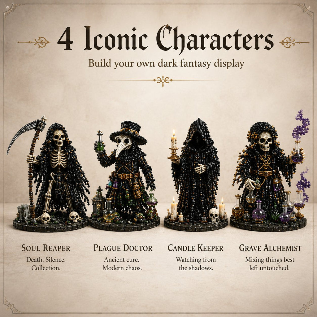 Grim Apothecary Beaded DIY Kit – 4 Dark Fantasy Display Pieces