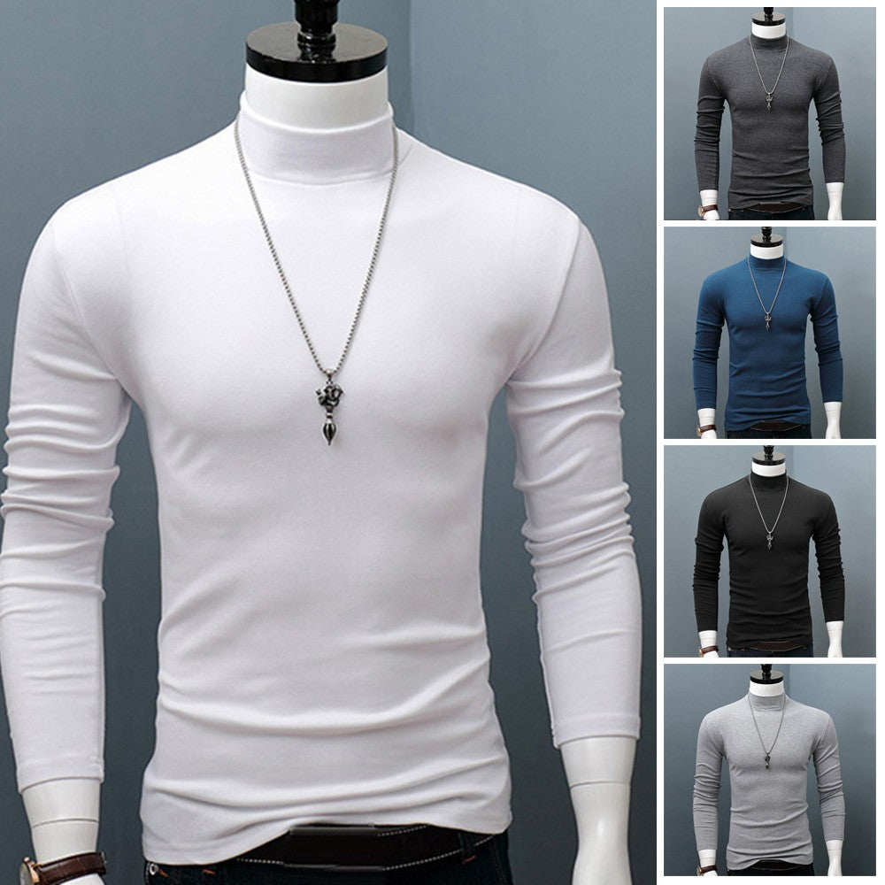 ✨🎅Men's thermal cotton T-shirt with a high neck: warm, breathable & casual for autumn-winter! ❄️
