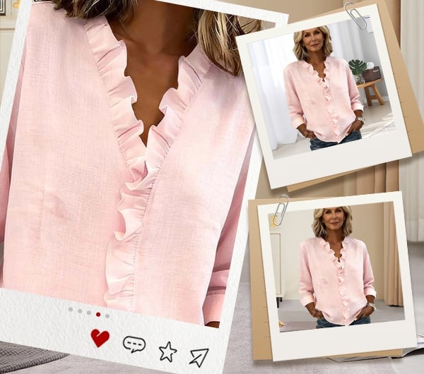 ruffle-v-neck-long-sleeve-blouse