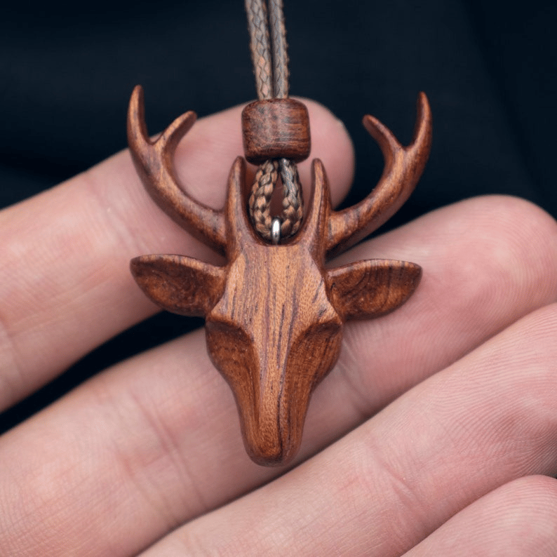 Handmade Deer Wooden Pendant-Animal Necklace