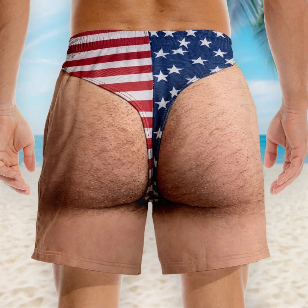 🇺🇸 Funny Patriotic Men’s Swim Trunks – Freedom & Chill Summer Beach Shorts