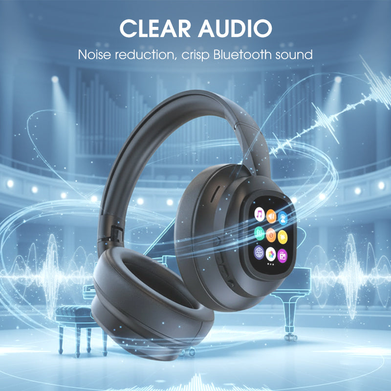 ✨ AI Bluetooth Headphones - Smart LCD Display & Voice Assistant with Premium Sound Quality for Music & Calls 📱✨