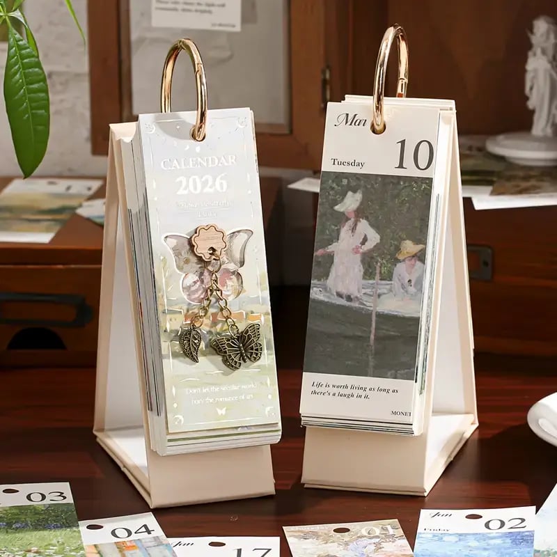 European Style Oil Painting Flip Calendar