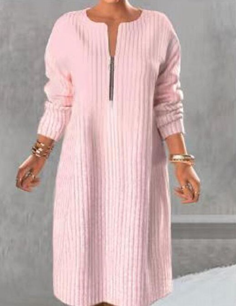 Women's Long Color Zipper Sweater Dress