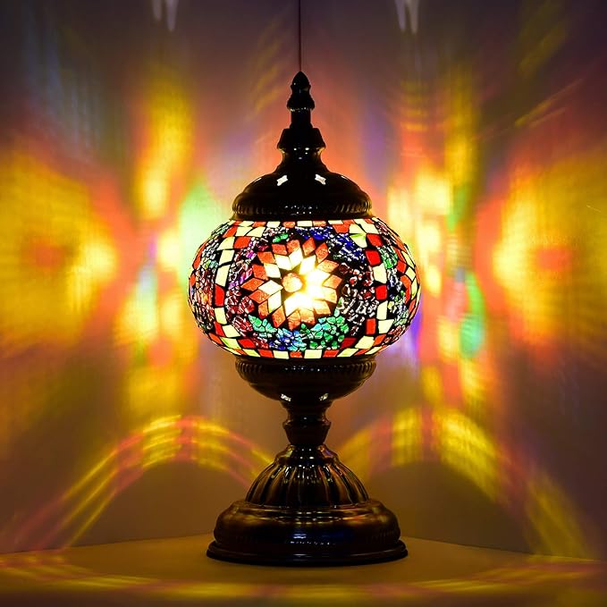 Bohemian Vintage Stained Glass Lamp