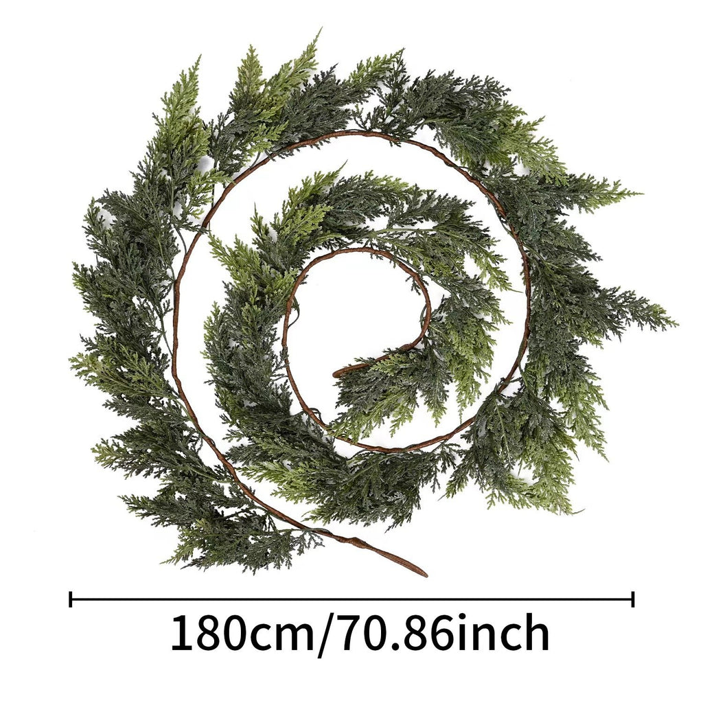 ⛄Christmas Artificial Cypress Leaf Vine Wreath🎄(1.8m)