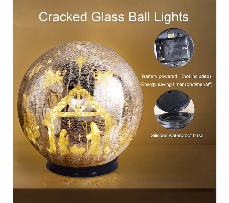 💖8" Illuminated Crackle Glass Sphere with Hidden Scene