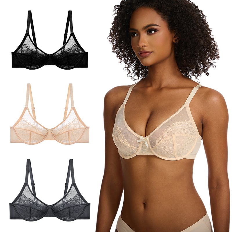 🔥Enchante Floral Lace Unlined Comfort Non-padded Full Coverage Plus Size Underwire Bra