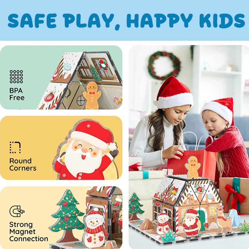 🏆Magnetic Gingerbread House Building Set