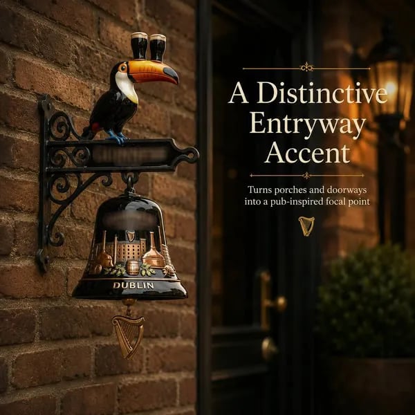 🍺Toucan Doorbell - Bringing the classic Irish pub character to your door(12x6.5x26.5cm)
