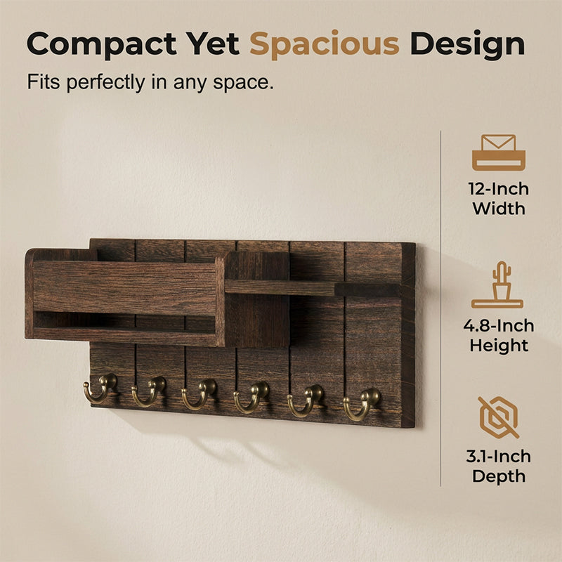 Wall-Mounted Mail and Key Holder with Shelf