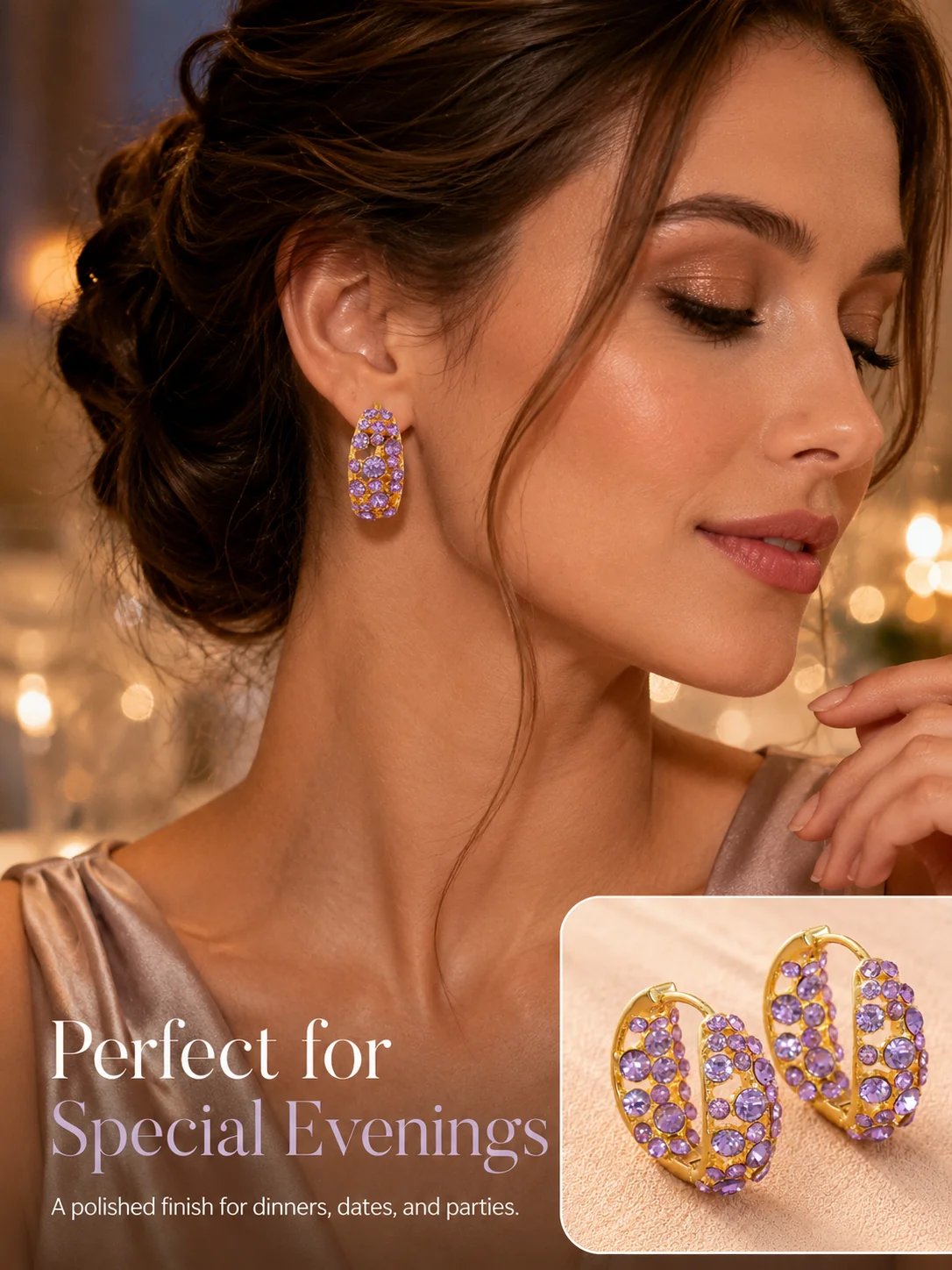 🔥HOT SALE🔥💜 Sparkling Light Purple Zircon Huggie Hoop Earrings
