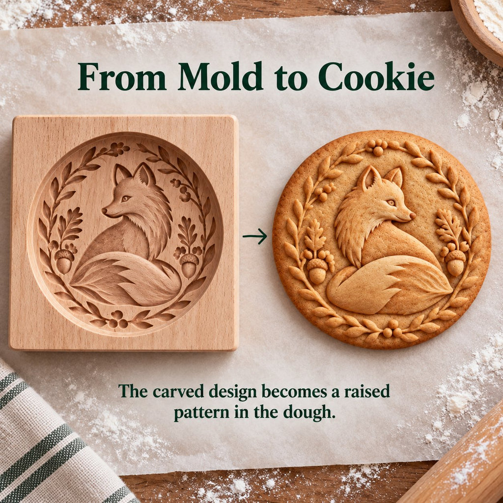 🌟✨ Woodland Animal Cookie Mold | 4.7-Inch Wooden Embossing Mold for Cozy Homemade Cookies 🍪