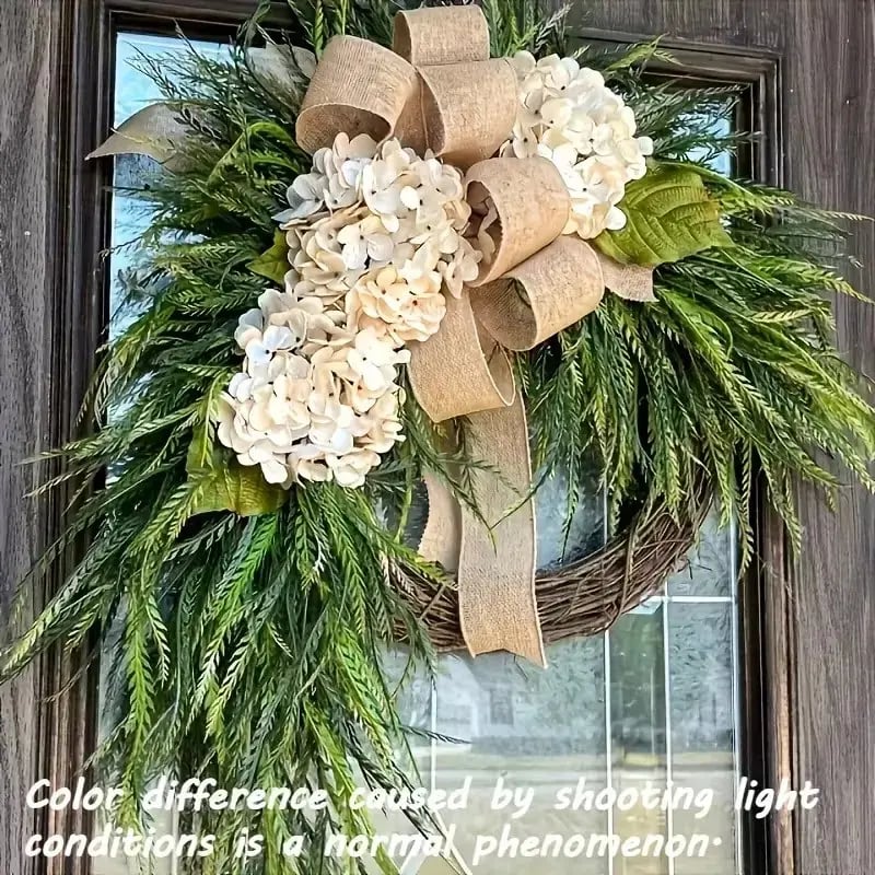 🐣Easter Sale Rustic Bohemian Wreath🌿 – Double-Sided Door Hanging with Linen Bow & Greenery