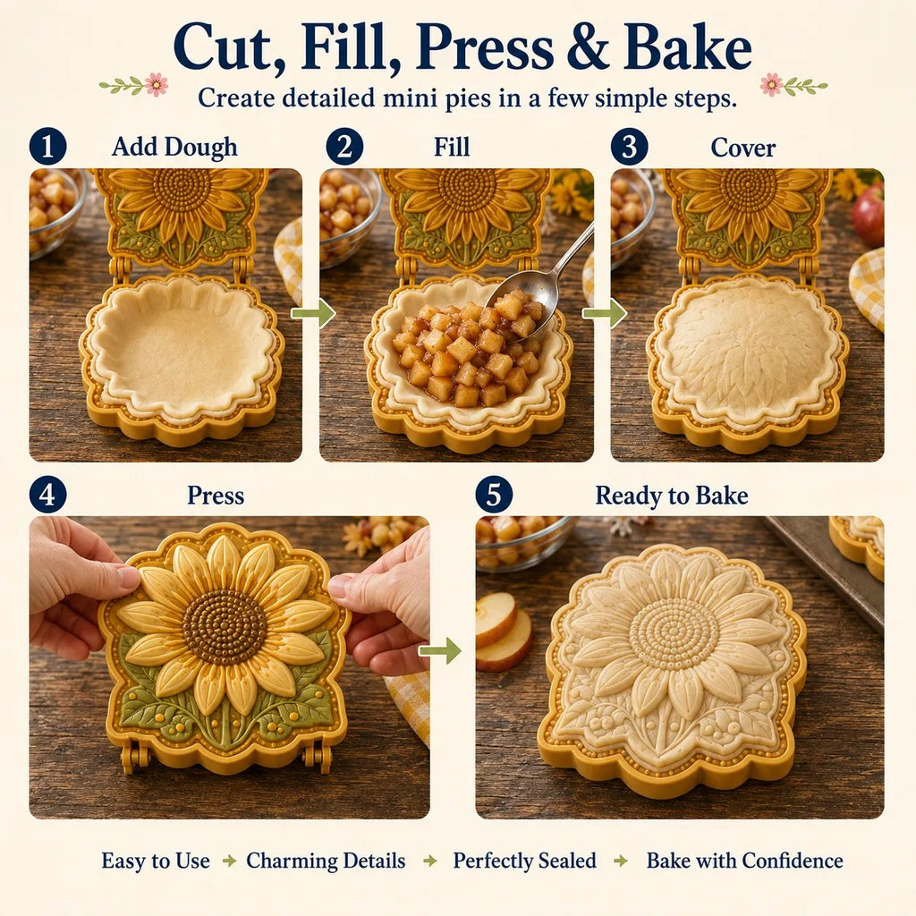 ⏳🌸 8-Design Spring Garden Mini Pie Mold Collection | Reusable Embossed Molds for Shaping Detailed Bee, Butterfly, Ladybug, Sunflower, Cottage & More