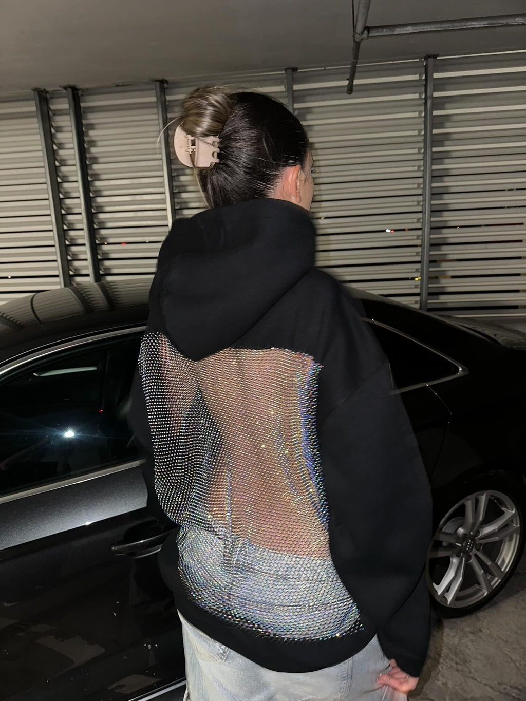 Hollow Mesh Back Hoodie Women's