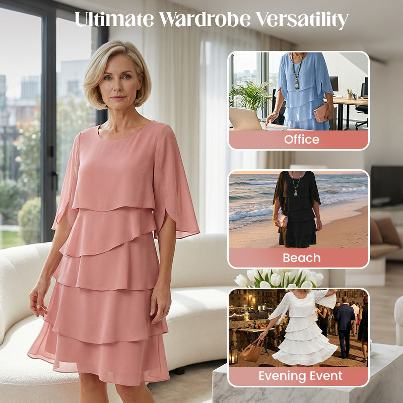 🎁 Women's Elegant Layered Ruffle Sleeve Dress – Effortless Style for Every Occasion 💃
