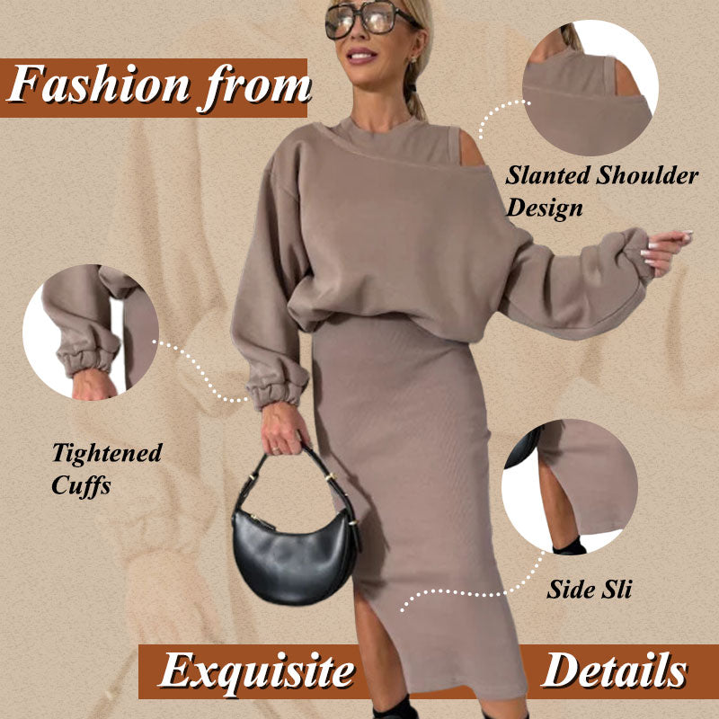 🔥Women's Sweatshirt & Sleeveless Dress 2-Piece Set
