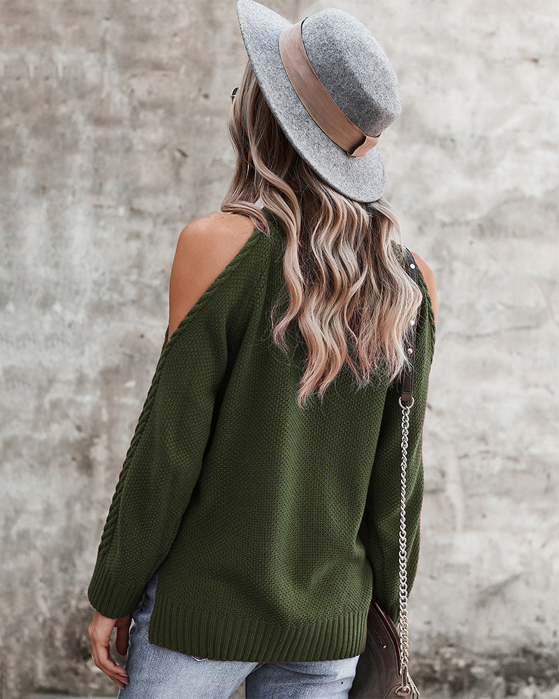 Off-the-shoulder Sweater Thick Needle Top