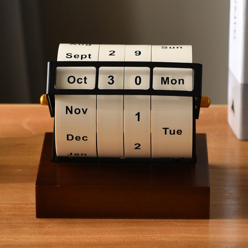 Rotary Wooden Countdown Desktop Perpetual Calendar