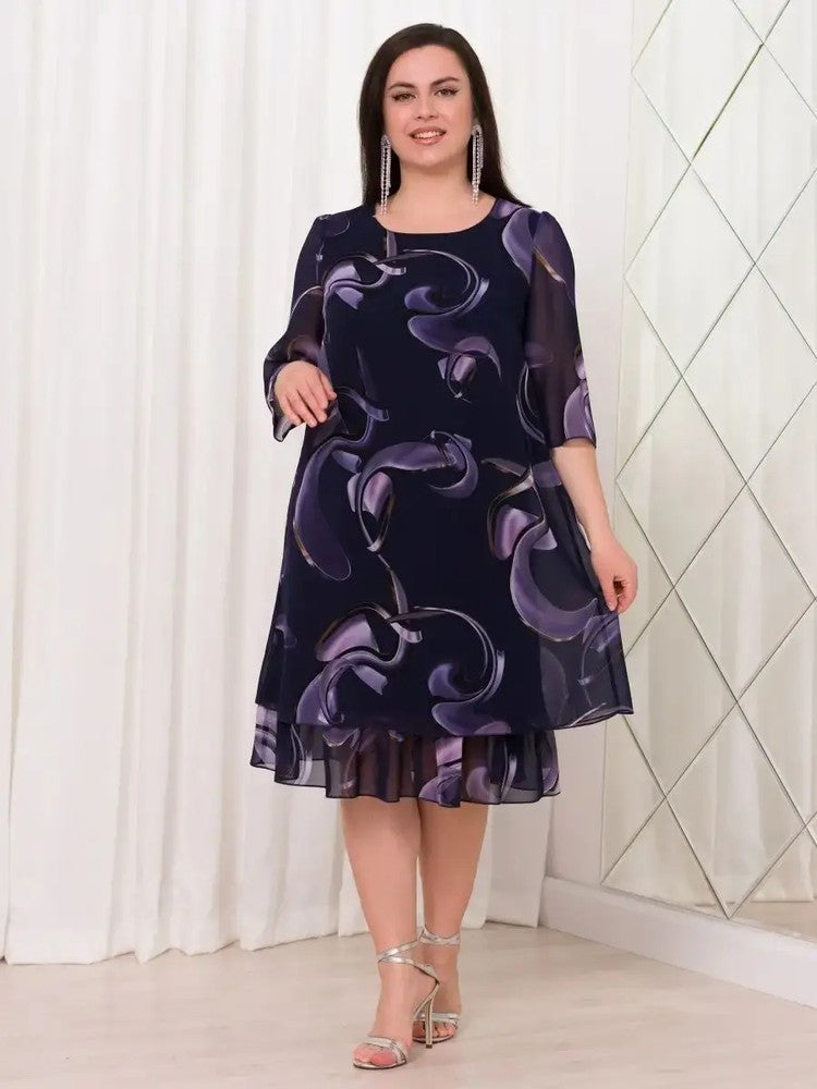 💕New ruffled sleeve Elegant printed chiffon dresses.