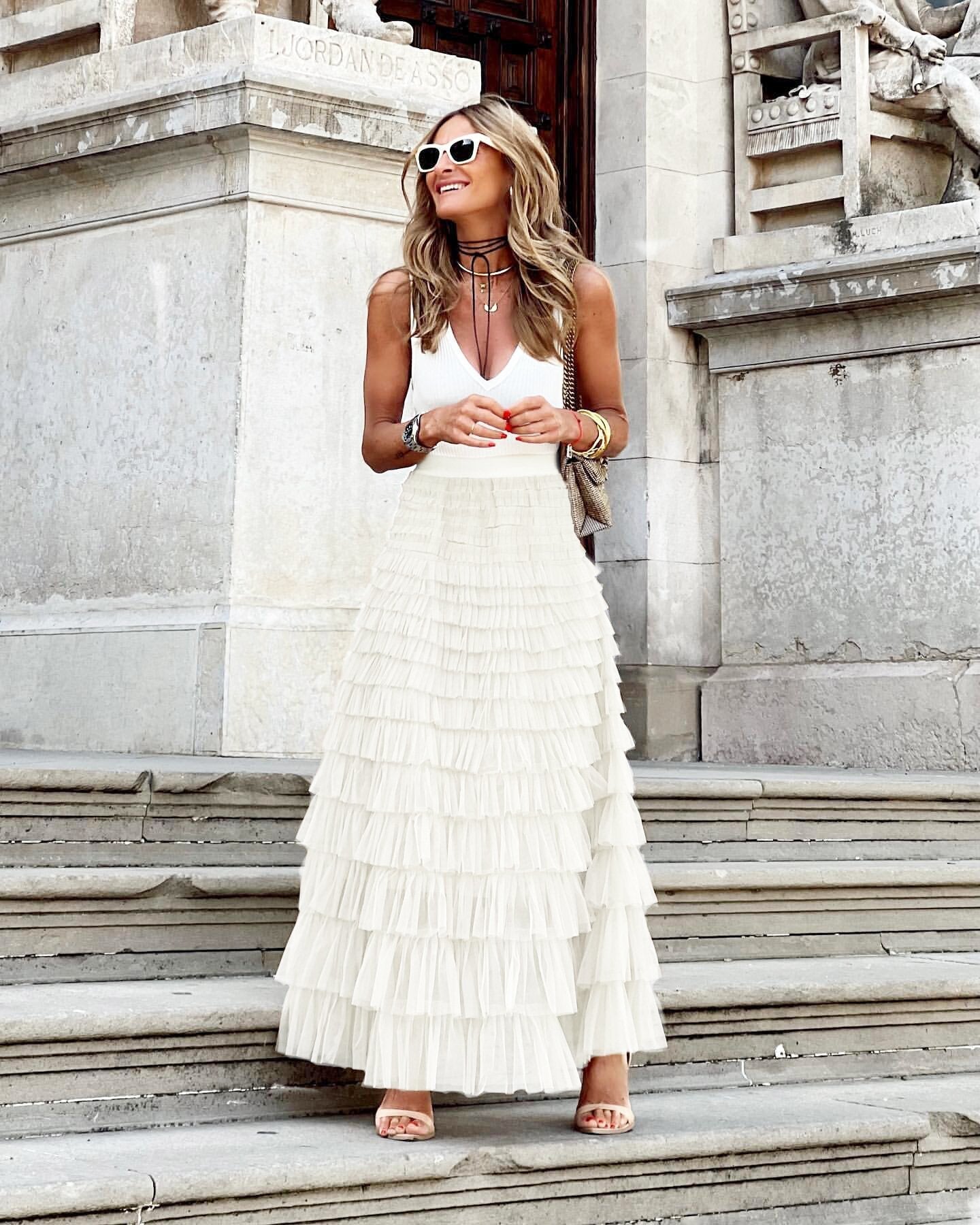 Women's Multi-Layered Tulle Midi Skirt