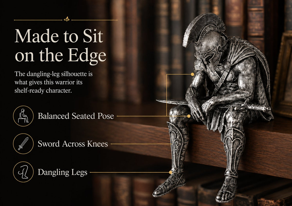 🎁 Ancient Greek Warrior Shelf Sitter – Unique Bookshelf Decor