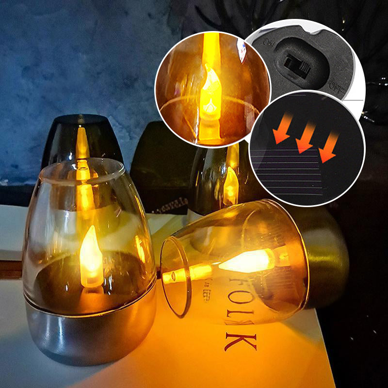 💖Solar Power Tea Lights Outdoor Flameless Flicker IP65 Waterproof Table Lamp LED Candles with Dusk to Dawn Sensor