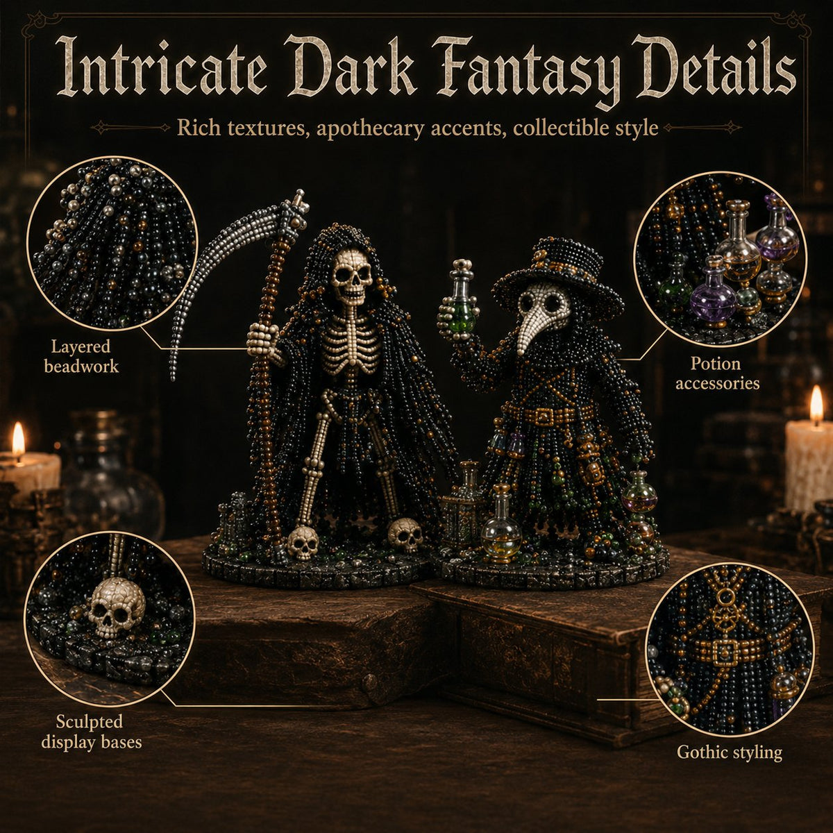 Grim Apothecary Beaded DIY Kit – 4 Dark Fantasy Display Pieces