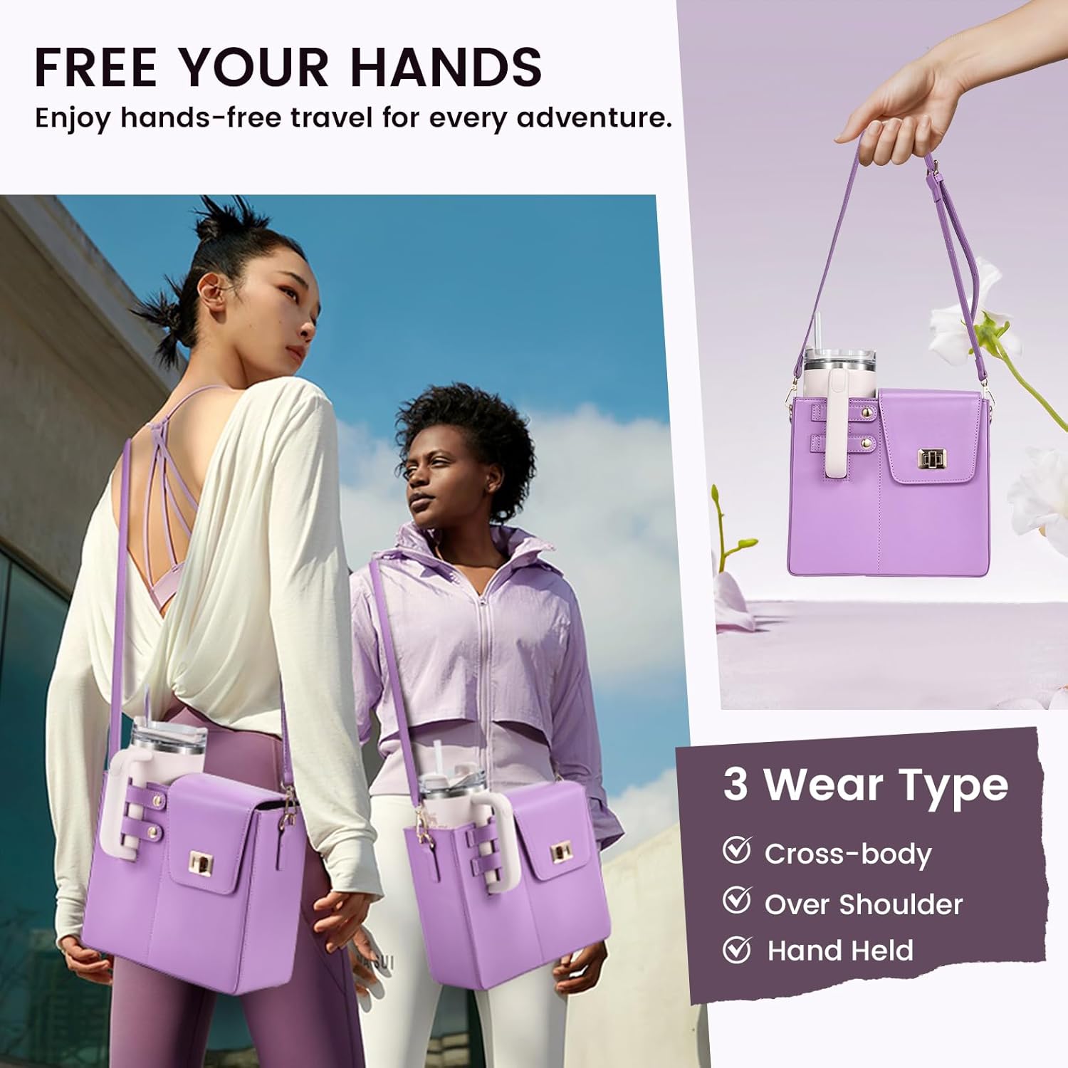 🌟🎉Women's Adjustable Crossbody Bag — With Water Bottle Pocket and Wallet Compartment