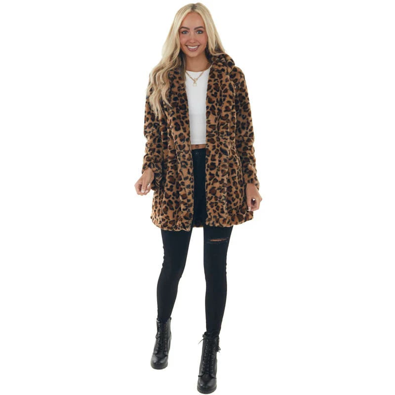 Chic Leopard Plush Coat