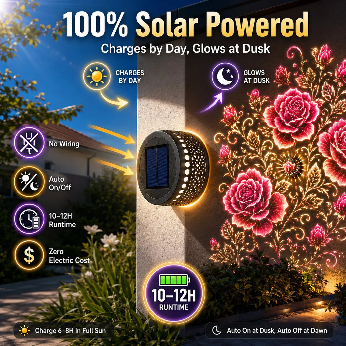 🔥HOT SALE🔥✨Smart App-Controlled Solar Wall Projection Light (Custom DIY Patterns & Team Logos Edition)