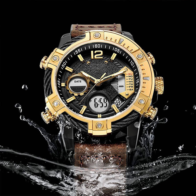 📢📢⏰Multifunctional Dual Display 3ATM Waterproof Men's Quartz Sports Watch