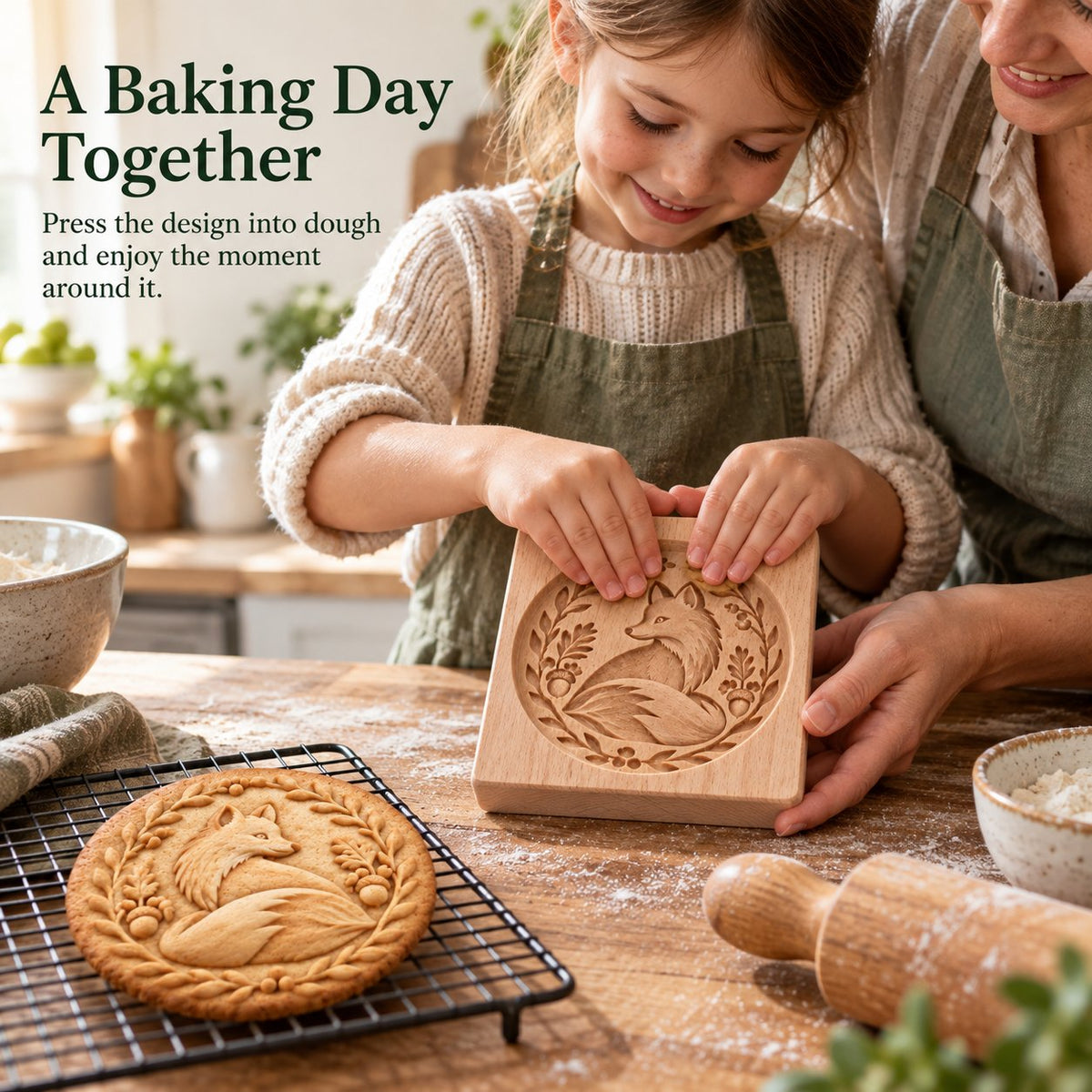 🌟✨ Woodland Animal Cookie Mold | 4.7-Inch Wooden Embossing Mold for Cozy Homemade Cookies 🍪