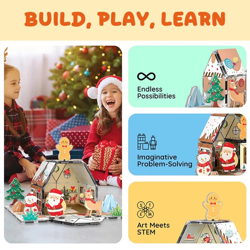 🏆Magnetic Gingerbread House Building Set