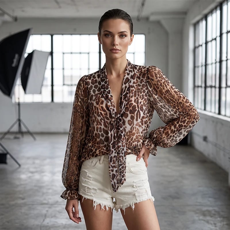 🌸🍃👕 V-Neck Leopard Top – Classic print, everyday comfort.
