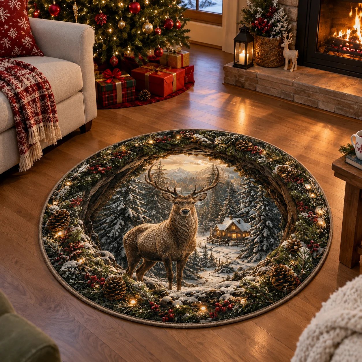 🔥HOT SALE🔥🎄 Christmas 3D Illusion Rug – Magical Holiday Portal Floor Decor