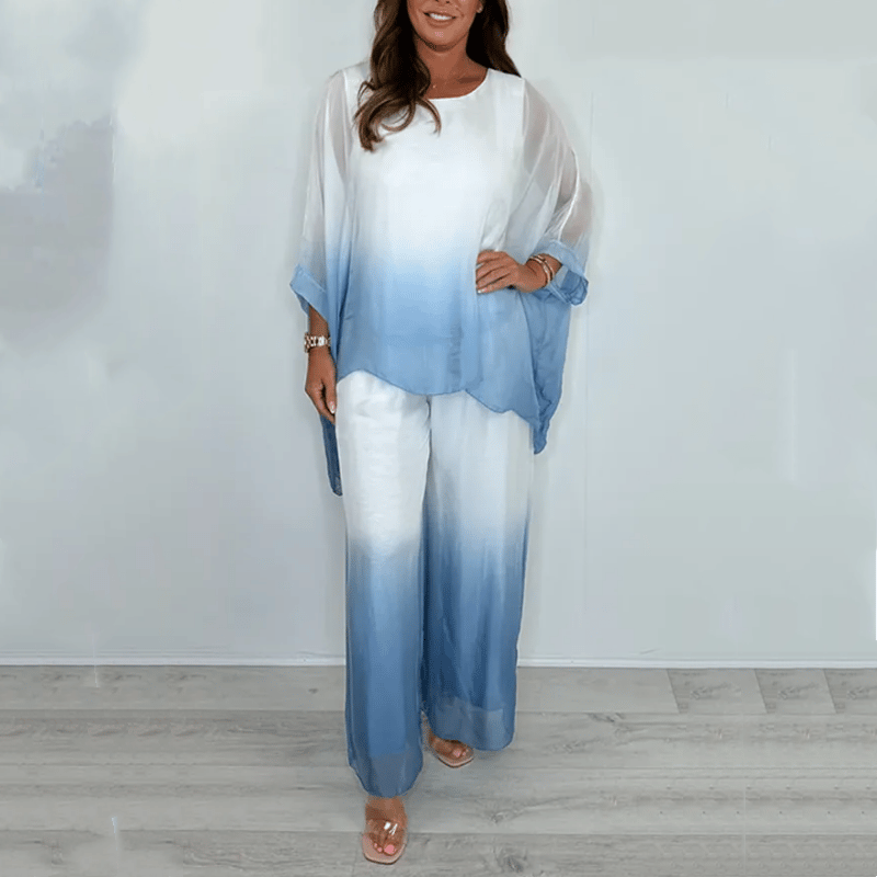 ✨Mesh Mix Dip Dye Loose Flowy Top and Pants Set