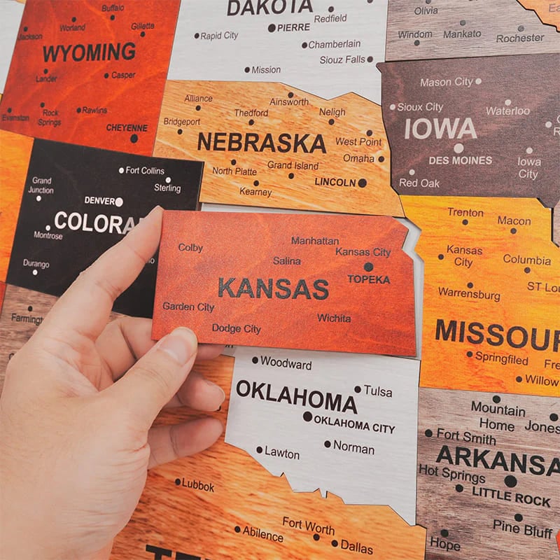 The United States Wooden Map Puzzle Full Packed
