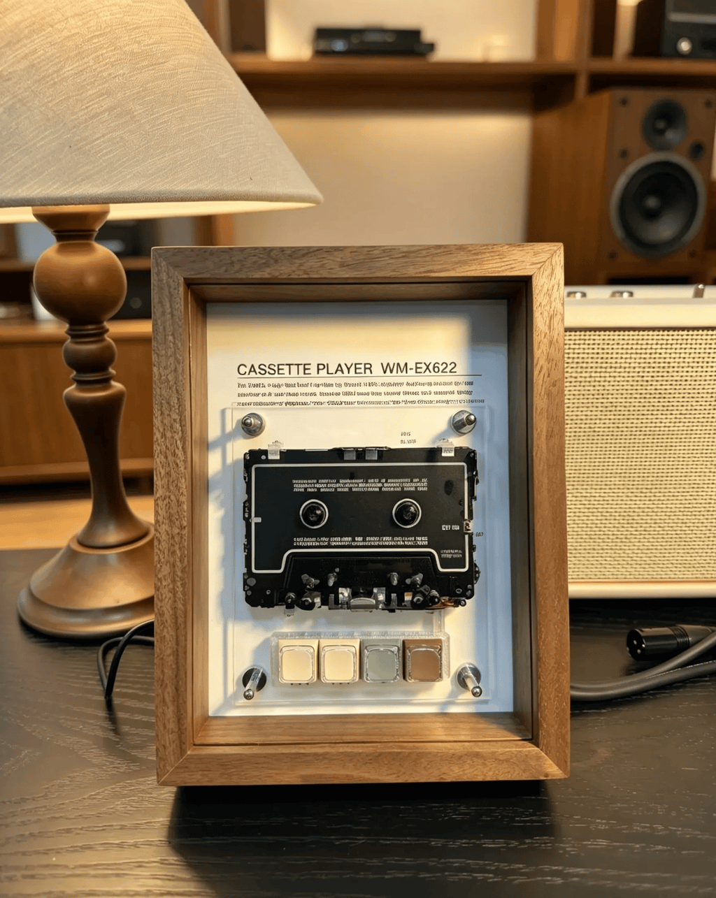 🎉Vintage Cassette Player Frame with Functional Tape Playback & Retro Wall Art Design
