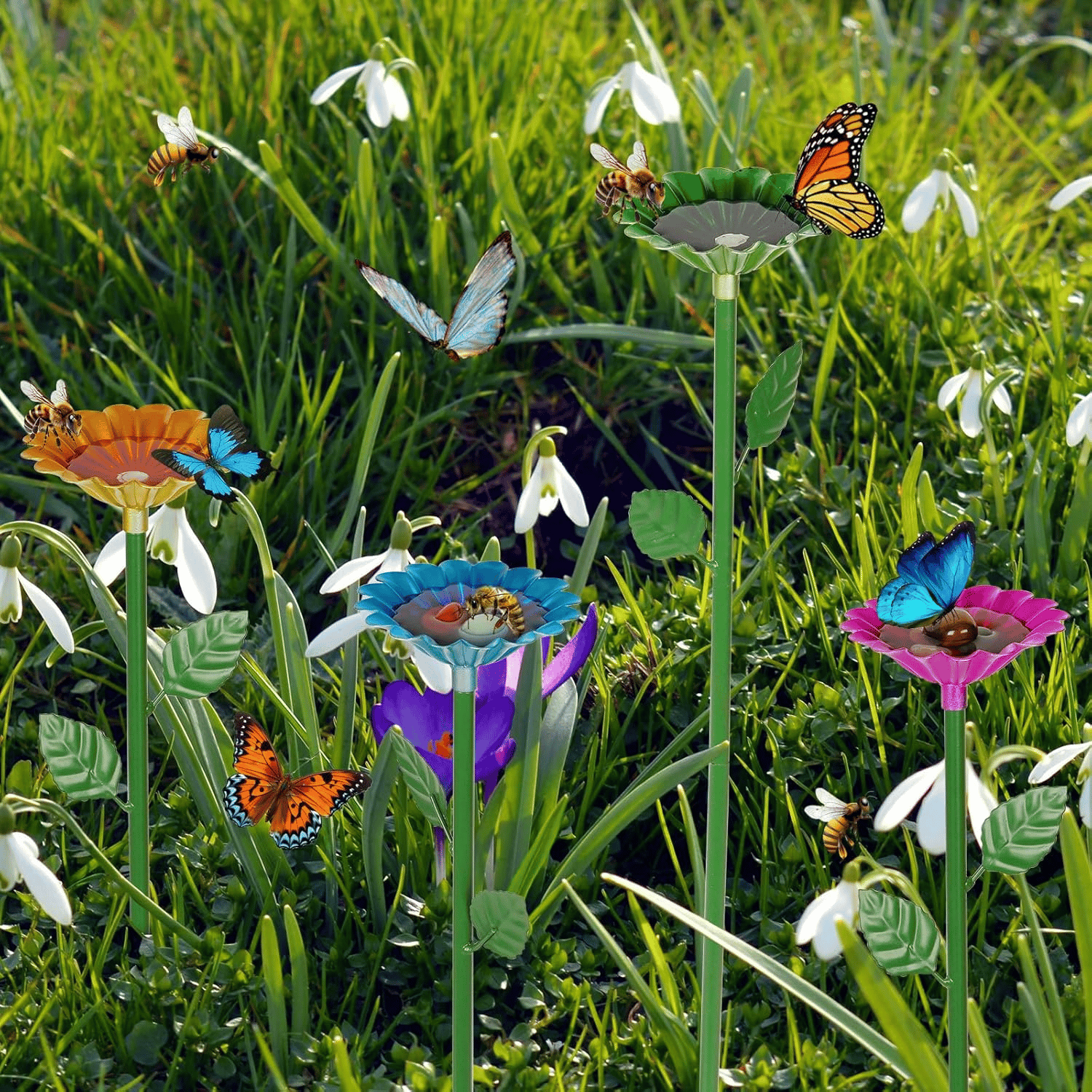 🐝🌷Bee and Butterfly Water Feeder with Flower Design