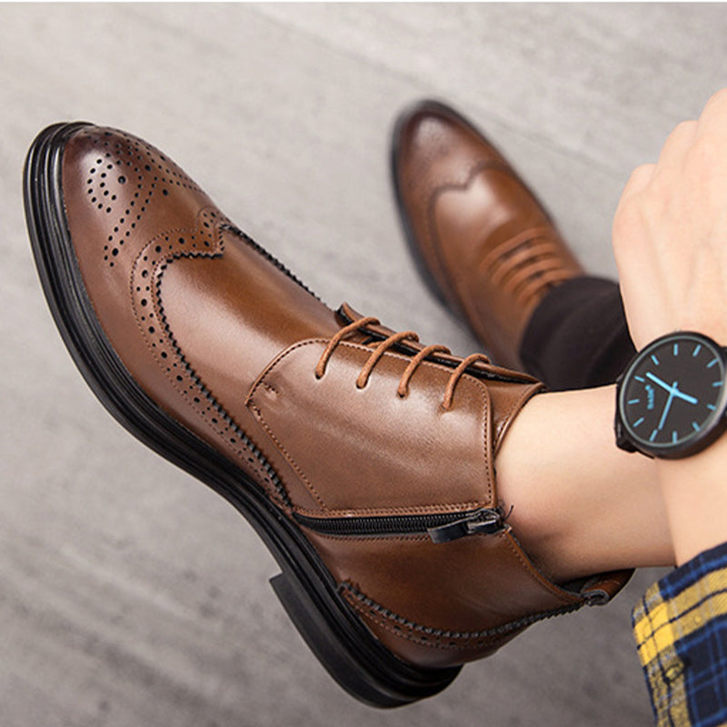 🎅🎄Men's Lace-Up Carved Wingtip Brogue Boots
